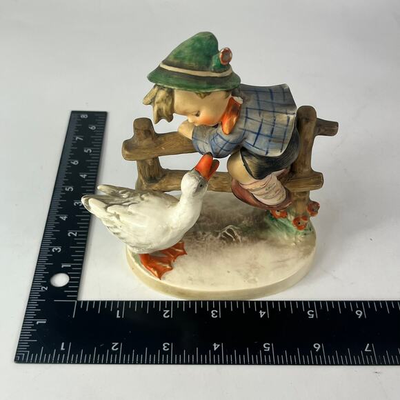 Goebel Hummel Barnyard Hero Figurine Little Boy Geese POOR #195 True Vtg Germany - Picture 10 of 14